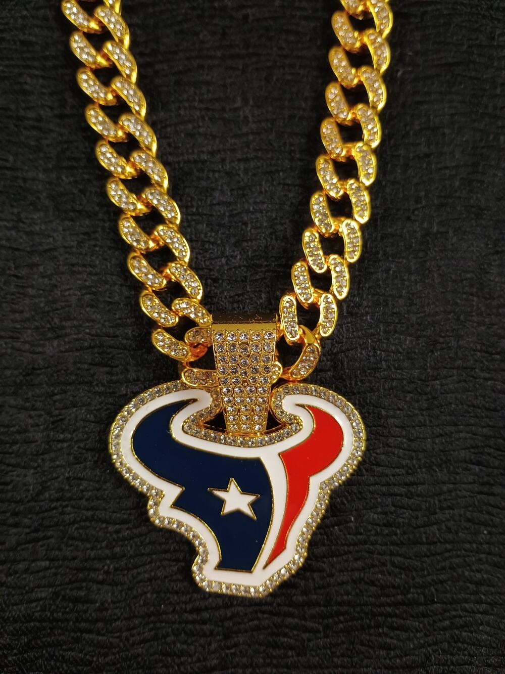Houston Texans Necklace Pendant Chain Link NFL Football Hip Hop Jewelry